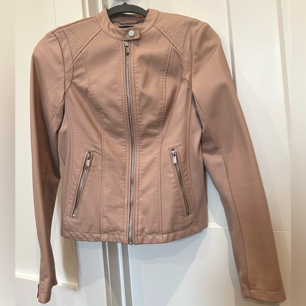 Express Faux Leather Jacket - blush (new without tags!)